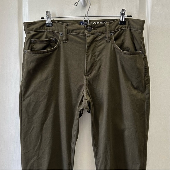 GAP Men's Soft Wear Slim Fit Denim Pants Dark Moss Khaki Green Size 32 - Picture 12 of 13